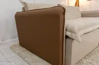 Sofá Retrátil e Cama 4 Almofadas  RomaTecido Bege Linho 1,80 metros - Foto 26