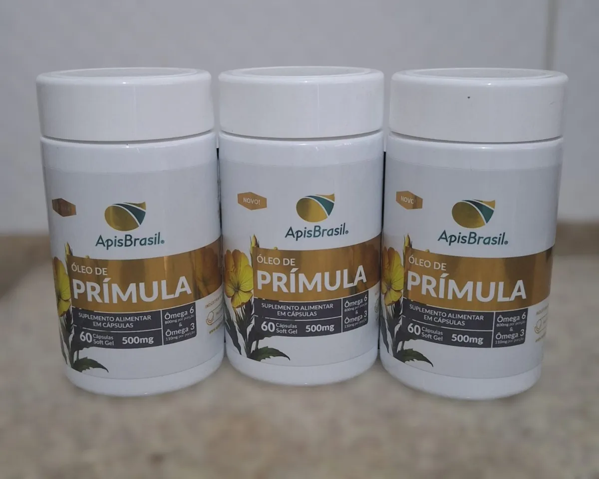 Óleo de Prímula 500mg - Cápsulas Kit com 3 unidades de 60 cápsulas cada