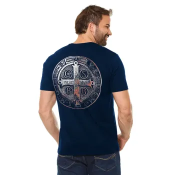 Camiseta Medalha de São Bento Azul Marinho