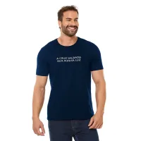 Camiseta Medalha de São Bento Azul Marinho - Foto 2