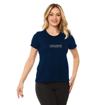 Baby Look Medalha de São Bento Azul Marinho - Foto 2