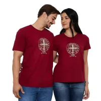 Camiseta Medalha de São Bento Bordô - Foto 2