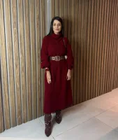 VESTIDO TRICOT COM GOLA - BORDÔ - Foto 4