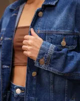 Jaqueta Jeans Oversized Revanche Feminina Azul Escuro - Foto 4