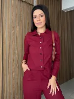 CONJUNTO LINHO CAMISA + CALÇA - BORDÔ G (MANEQUIM 42/44) - Foto 3
