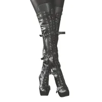 Bota Over the Knee Sofia Preta com Numeração Especial em Promoção