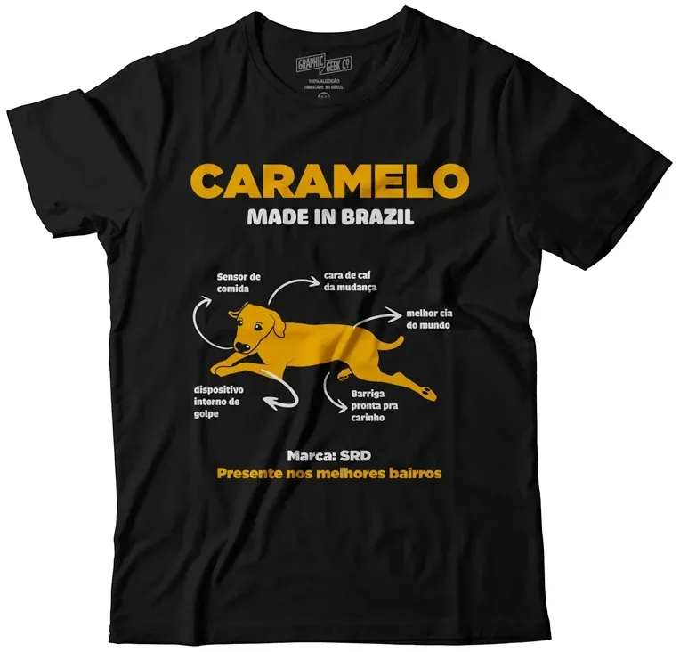 CAMISETA PLUS SIZE CACHORRO CARAMELO MADE IN BRAZIL