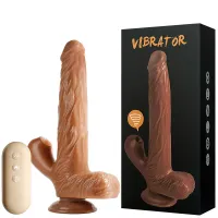 Prótese Realística Recarregável Rotativa com Estimulador Clitoriano com Ondas de Pressão – VIBRATOR WE LOVE – DI-131