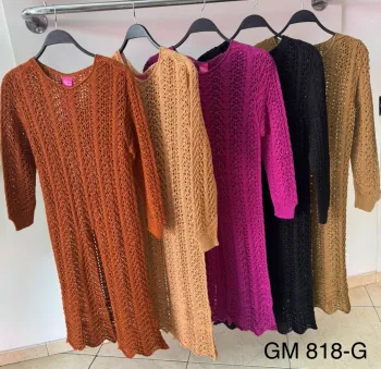 Bata tricot boho rendada com fenda frente plus size GM 818 Tam G  - Foto 2