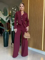 CONJUNTO BLAZER ASSIMÉTRICO MARSALA - Foto 3
