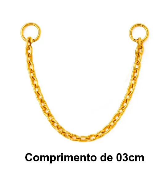 Corrente Aço Cirúrgico PVD DOURADO 1 Fio - 03 Centímetros   PVD10