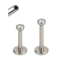 Labret  Aço Cirúrgico Sem Garra com Pedra 2mm - Rosca Interna 1.2mm ACO09
