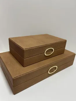 Kit Caixas Decorativas Couro Bubles em duas cores