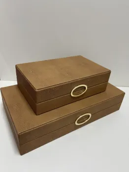 Kit Caixas Decorativas Couro Bubles em duas cores - Foto 2