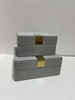 Kit Caixa Decorativas Couro Bubles Cinzas