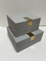 Kit Caixa Decorativas Couro Bubles Cinzas - Foto 3