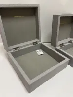 Kit Caixa Decorativas Couro Bubles Cinzas - Foto 5