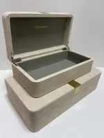 Kit Caixas Decorativas Couro Croco Marfim - Foto 4