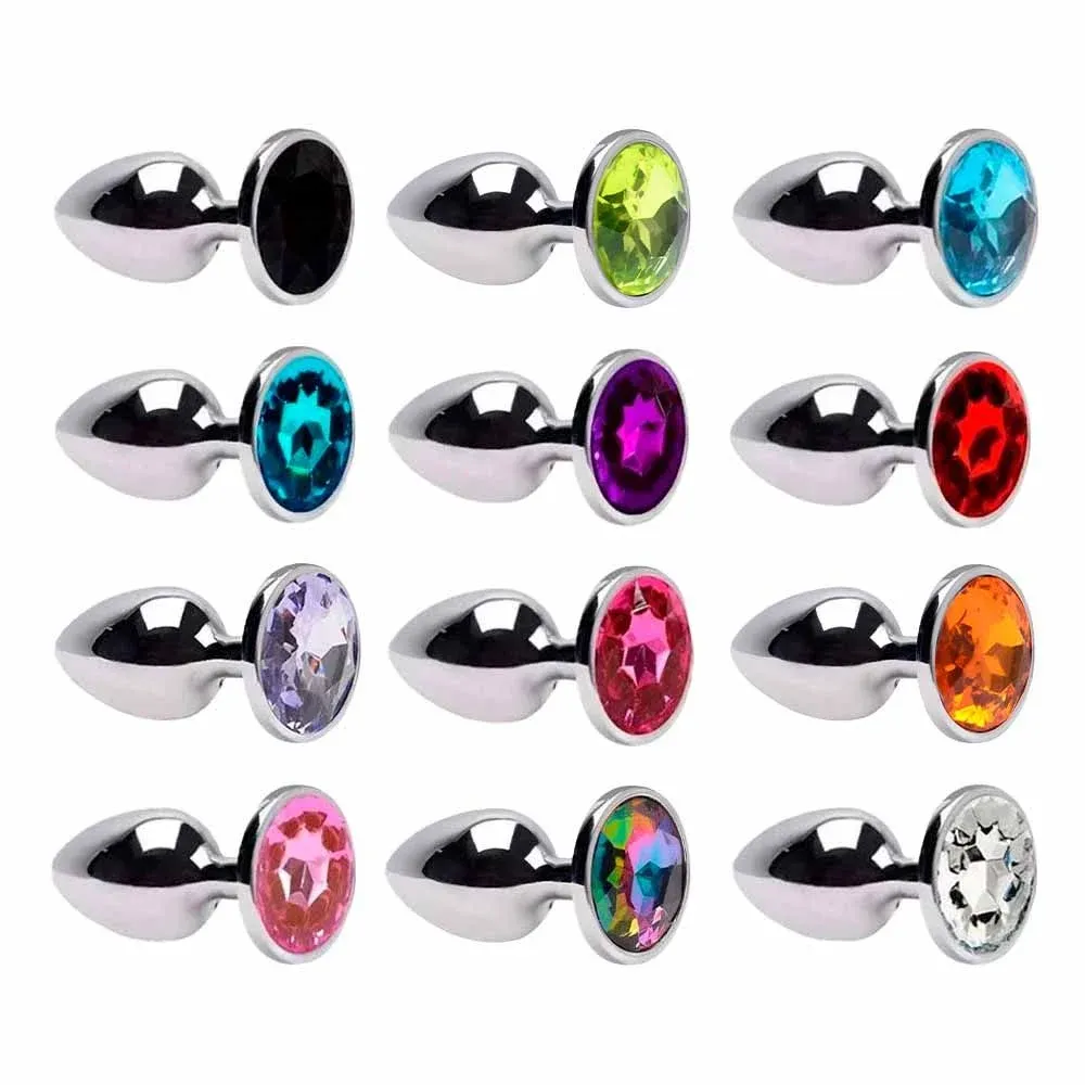 PLUG EM AÇO INOXIDÁVEL, CORES, EM FORMATO DE PEDRA - 7,0CM x 2,8CM DE DIÂMETRO TAMANHO P.                                      LIBYSEXSHOP