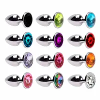 PLUG EM AÇO INOXIDÁVEL, CORES, EM FORMATO DE PEDRA - 7,0CM x 2,8CM DE DIÂMETRO TAMANHO P.                                      LIBYSEXSHOP