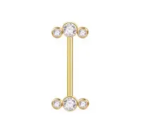 MAMILO CLUSTER em TITÂNIO PVD DOURADO com 3 PEDRAS 1.6mm TIT23 - Foto 2