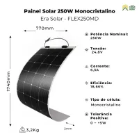 Painel Solar Flexível 250W Monocristalino Topcon ERA Sol - Foto 3