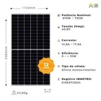 Painel Solar Monocristalino 610W Halfcell TOPCon Bifacial - Canadian  - Foto 3