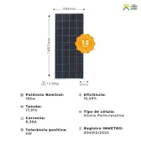 Painel Solar 150W Policristalino - Foto 3