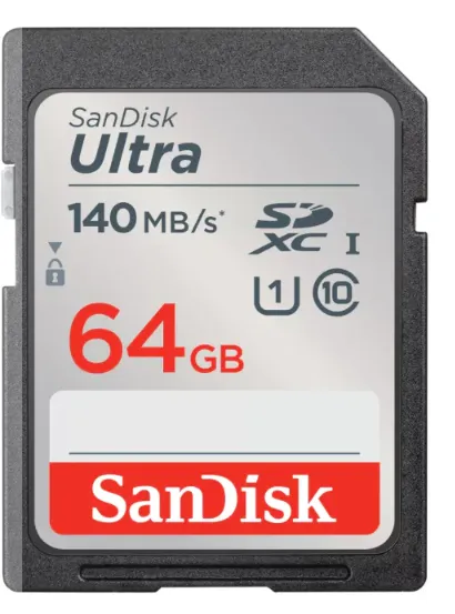 Cartão de Memória Sandisk SD 64GB Ultra SDXC UHS-I 140mb/s