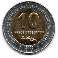 Uruguai - 2000 - 10 Pesos - Comemorativa - 150 anos de morte General José Artigas - Sob