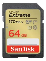Cartão de Memória Sandisk SD 64GB 180mb/s Extreme SDXC UHS - V30 4K