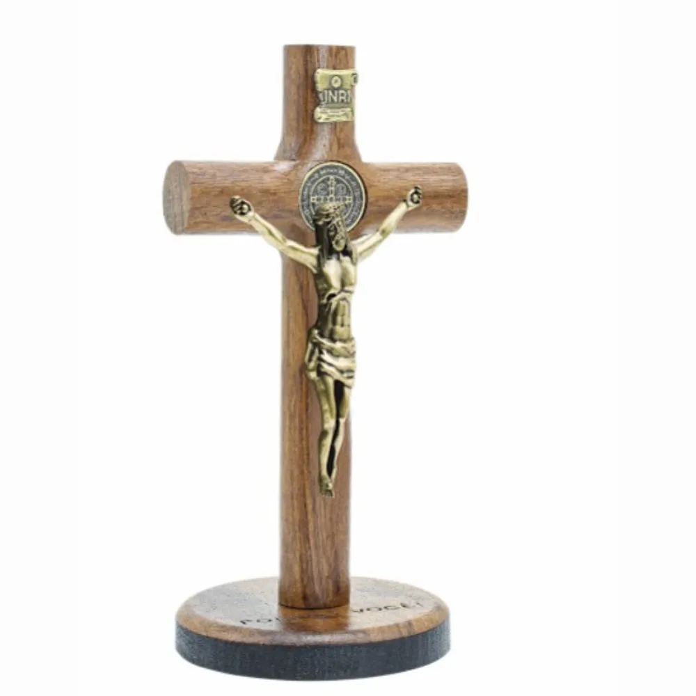 Crucifixo Cilíndrico c/ medalha São Bento O.V. - 12cm