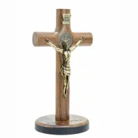 Crucifixo Cilíndrico c/ medalha São Bento O.V. - 12cm