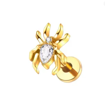 Labret em Titânio PVD DOURADO 1.2mm - ARANHA - TIT12