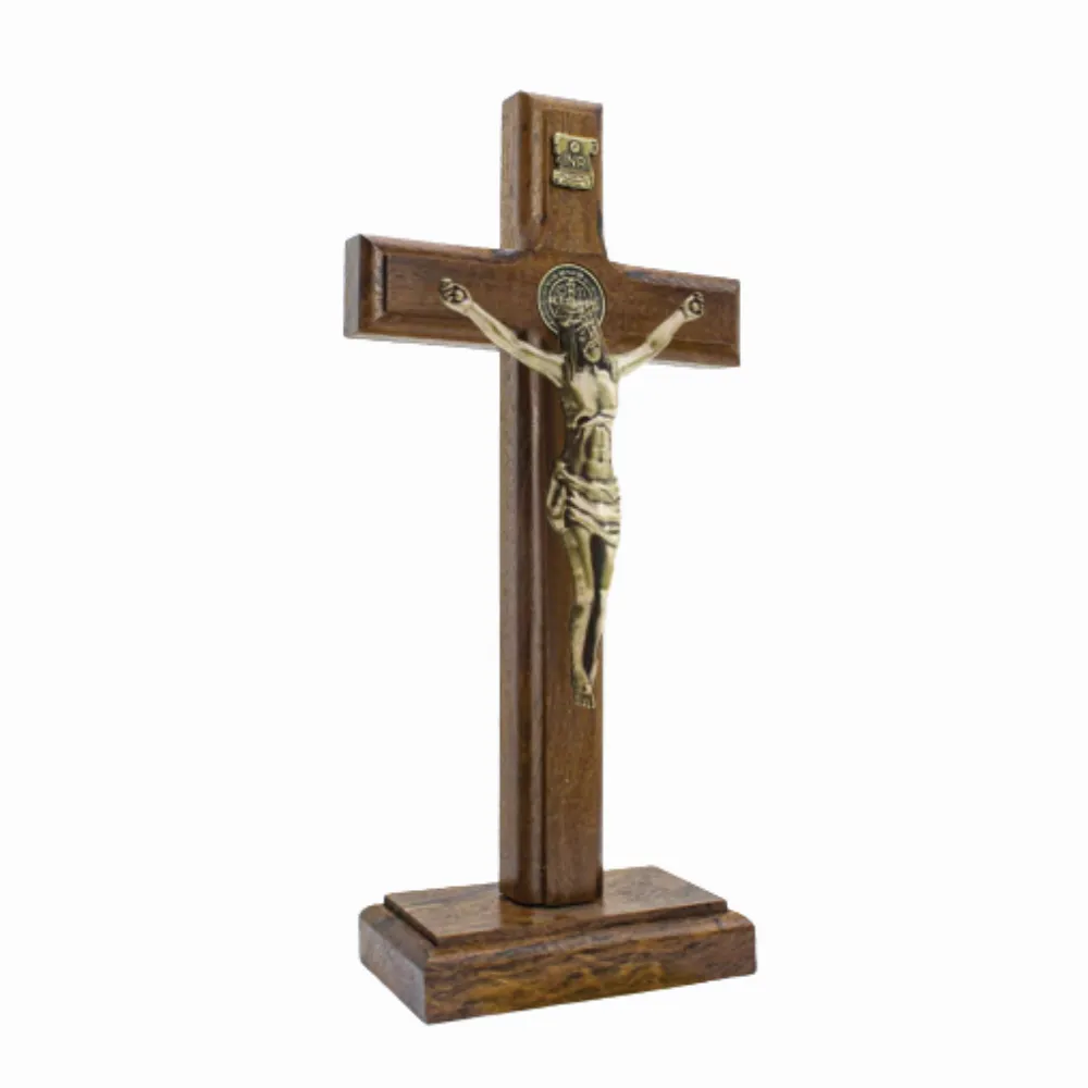 Crucifixo para mesa e parede com medalha São Bento