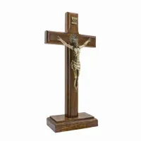 Crucifixo para mesa e parede com medalha São Bento