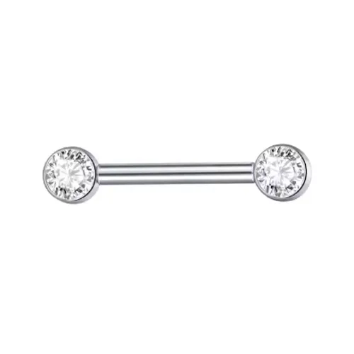 Barbell MAMILO em TITÂNIO 1.6mm com PEDRAS FLAT 4mm TIT09 Imagem
