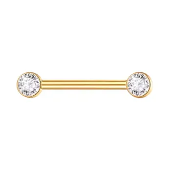 Barbell MAMILO em TITÂNIO PVD DOURADO 1.6 com PEDRAS FLAT 4mm TIT21