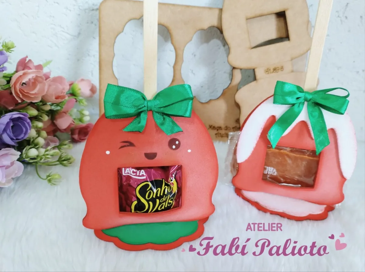 G1.896 Gabarito de Moldes  em MDF Maça do Amor Porta Bombom