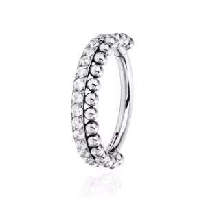 Argola CONCH em Titânio CLICKER SURGICAL com Pedra Zircônia 1.2mm x 10mm TIT13