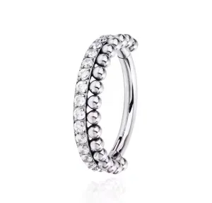 Argola CONCH em Titânio CLICKER SURGICAL com Pedra Zircônia 1.2mm x 10mm TIT13