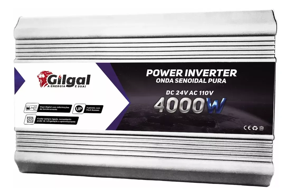 Inversor 4000w 12v/24v 110v/220v Onda Senoidal Pura Para Freezer - 60hz Imagem