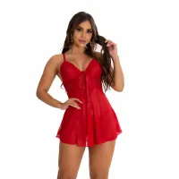 CAMISOLA SEXY EM TULE E RENDA COM CALCINHA - NATALIA.                                                             LIBYSEXSHOP - Foto 5