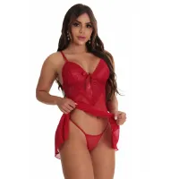 CAMISOLA SEXY EM TULE E RENDA COM CALCINHA - NATALIA.                                                             LIBYSEXSHOP - Foto 7
