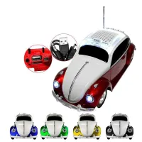 Fusca Caixinha Som Portátil Carro Mp3 Micro Sd Usb Ràdio Fm 