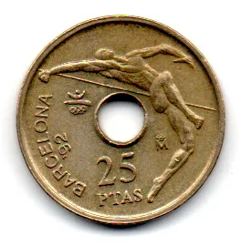 Espanha - 1991 - 20 Pesetas - Comemorativa - Jogos Olímpicos de Verão de 1992 Barcelona - Salto em altura Imagem