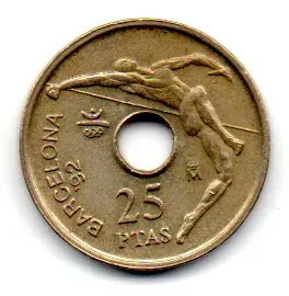 Espanha - 1991 - 20 Pesetas - Comemorativa - Jogos Olímpicos de Verão de 1992 Barcelona - Salto em altura