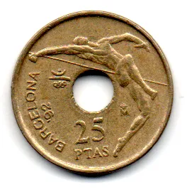Espanha - 1991 - 20 Pesetas - Comemorativa - Jogos Olímpicos de Verão de 1992 Barcelona - Salto em altura - Sob
