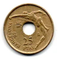 Espanha - 1991 - 20 Pesetas - Comemorativa - Jogos Olímpicos de Verão de 1992 Barcelona - Salto em altura - Sob