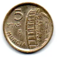 Espanha - 1996 - 5 Pesetas - Comemorativa - Murcia - Sob - Foto 2